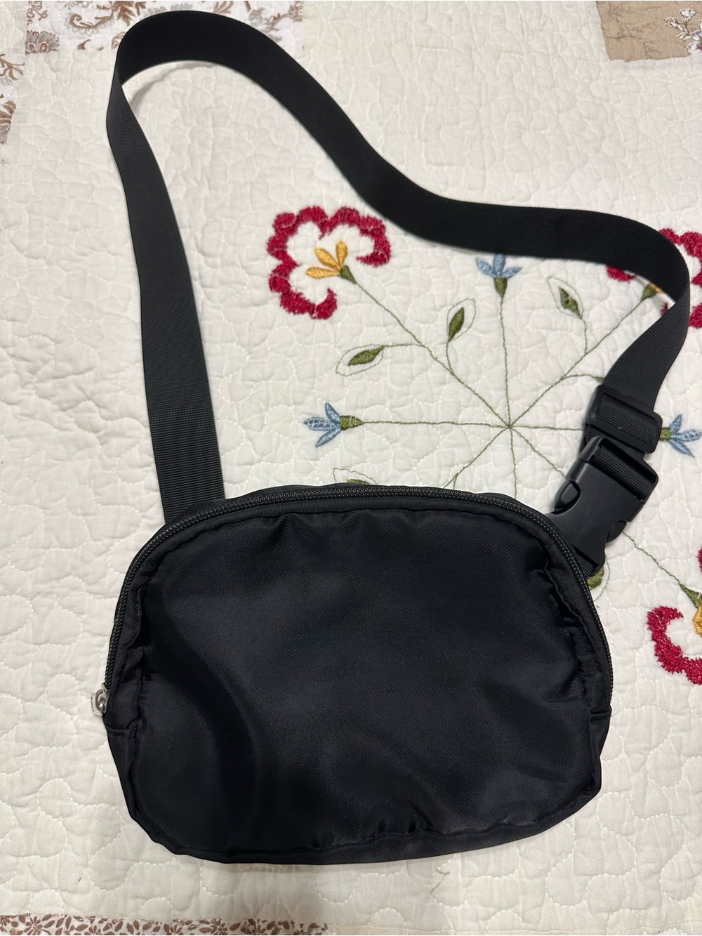Minimalist Black Nylon Belt Bag